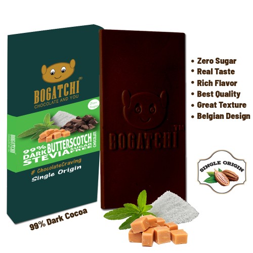 BOGATCHI Stevia Sugarfree Chocolate Bar, ButterScotch, 80g